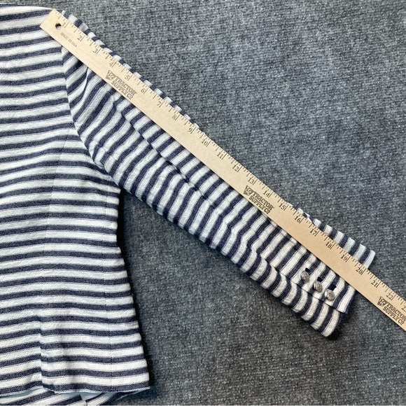 Nine West Jacket Women's 6 Blue Striped Linen Blend Blazer Lined Coastal Ladies - Picture 10 of 10